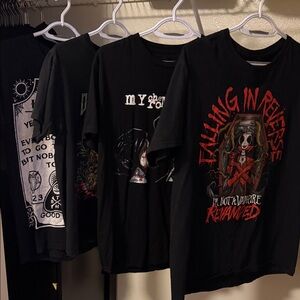Black Band Tee Bundle — Falling in Reverse,My Chemical Romance,5FingerDeathPunch